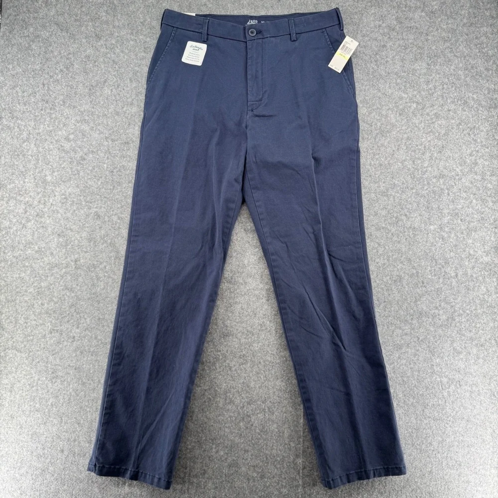 Izod Saltwater Stretch Chino Pants Mens 30x32 Cadet Navy Straight Fit NWT